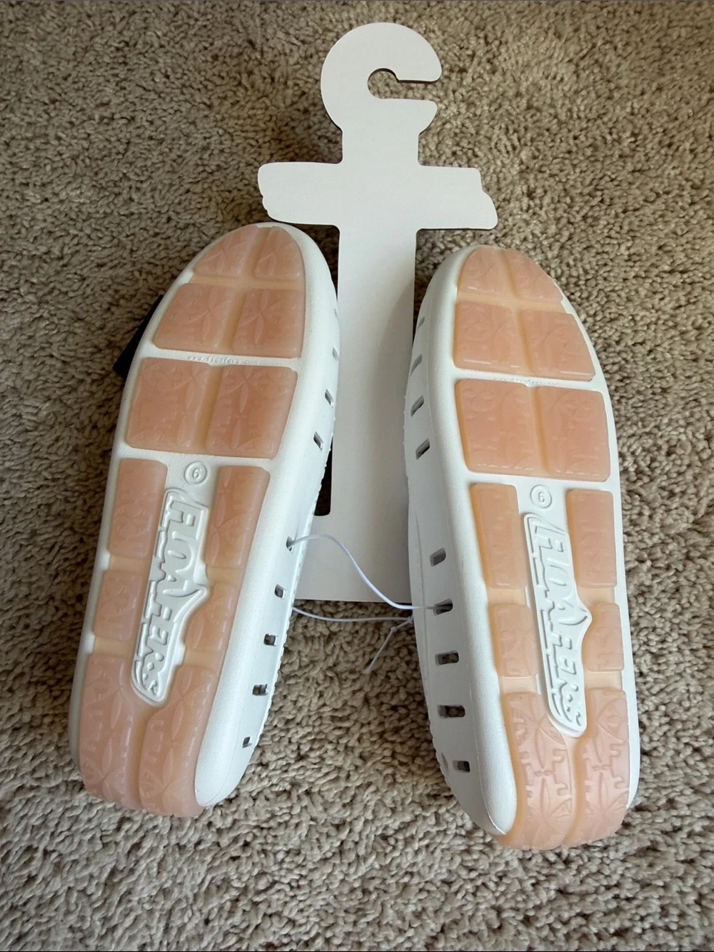 Floafers Kids White with Pink Anchor Detail